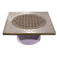 Jones Stephens D56505 4 in IPS PVC Spud with 7 in Square Top and 5 in Nickel Bronze Strainer