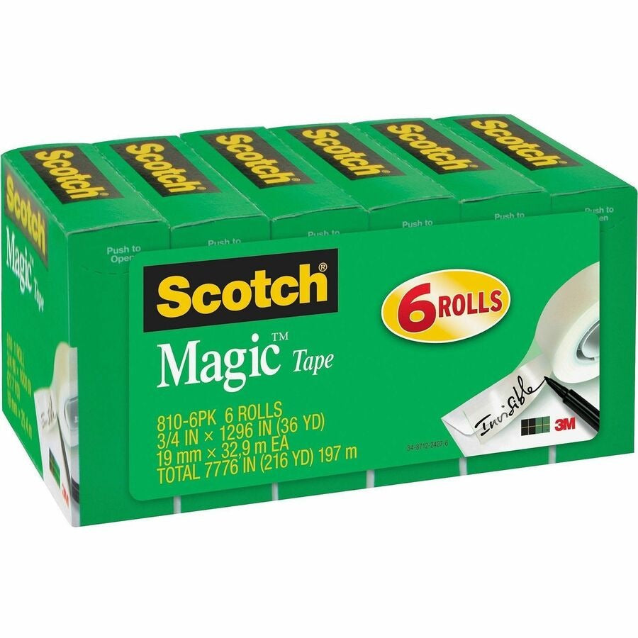 3M 3M MMM8106PK 3/4 inchesW Magic Tape (0.75 in x 36 yd, 6 Pack, 1 in Core) 8106PK