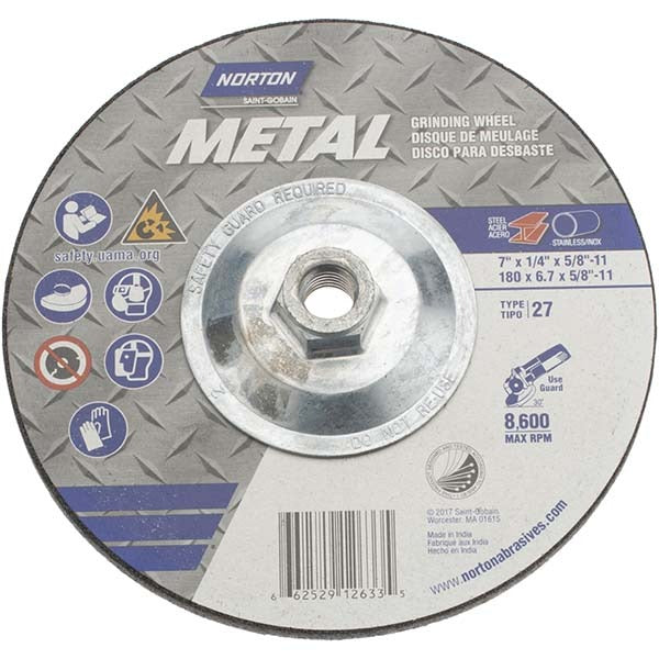 NORTON Norton 66252912633 Type 27 Grinding Wheel 7 in