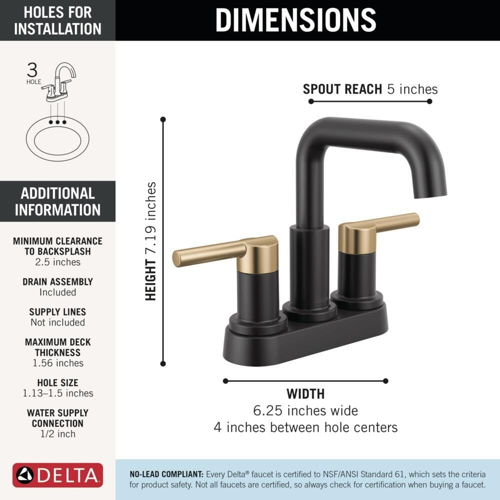 DELTA FAUCET Delta Faucet 25849LF-GZ Centerset Bathroom Faucet 4 Inch