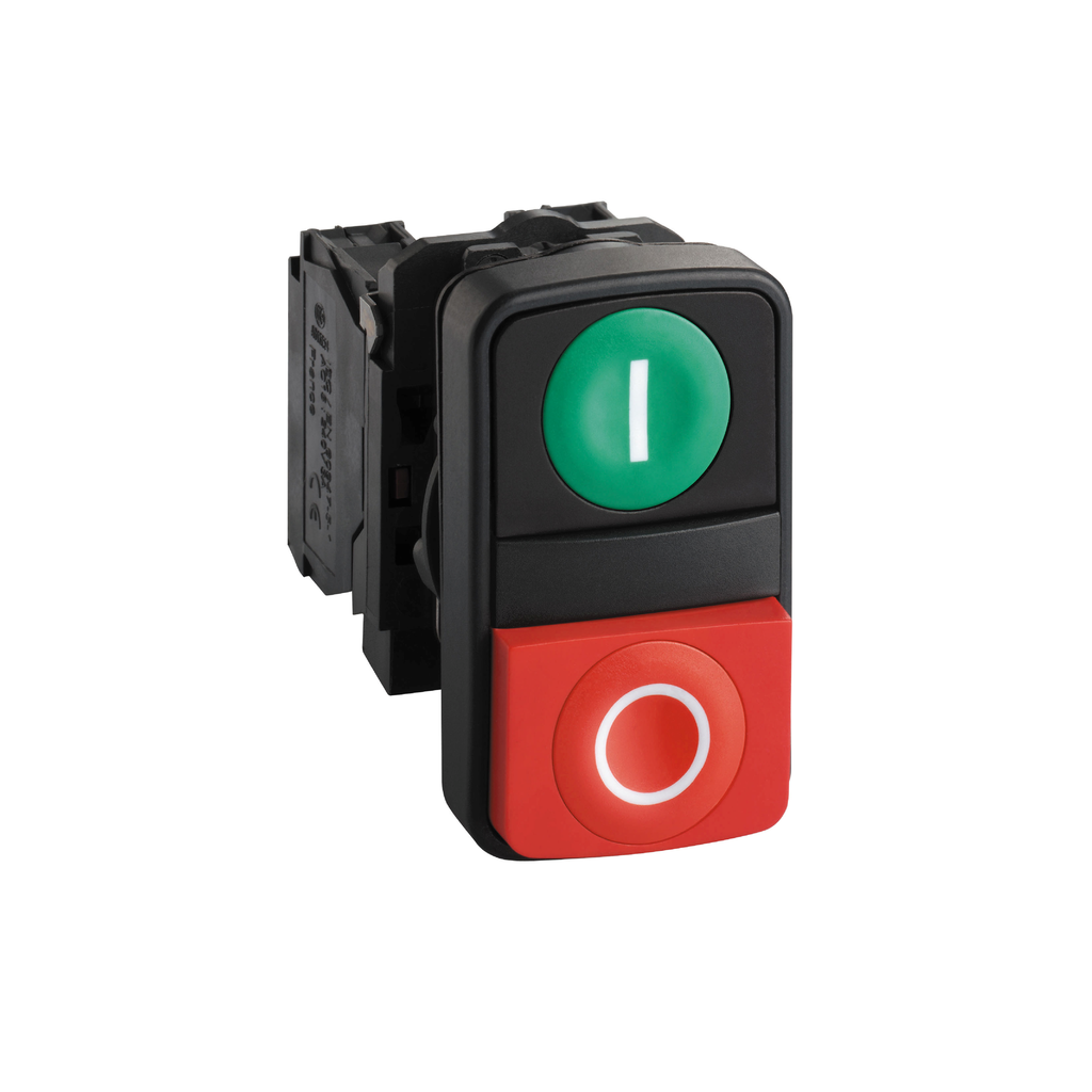 Schneider Electric XB5AL73415 Green/Red Plastic Flush/Projecting 2-Head Push Button