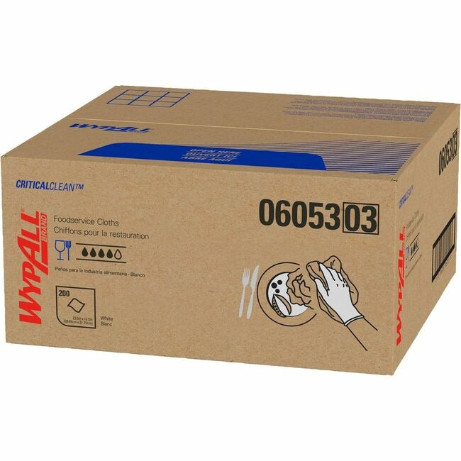 KIMBERLY-CLARK Kimberly-Clark KCC06053 Wypall Critical Clean Foodservice Cloths 12.5 x 23.5 (200/Carton)