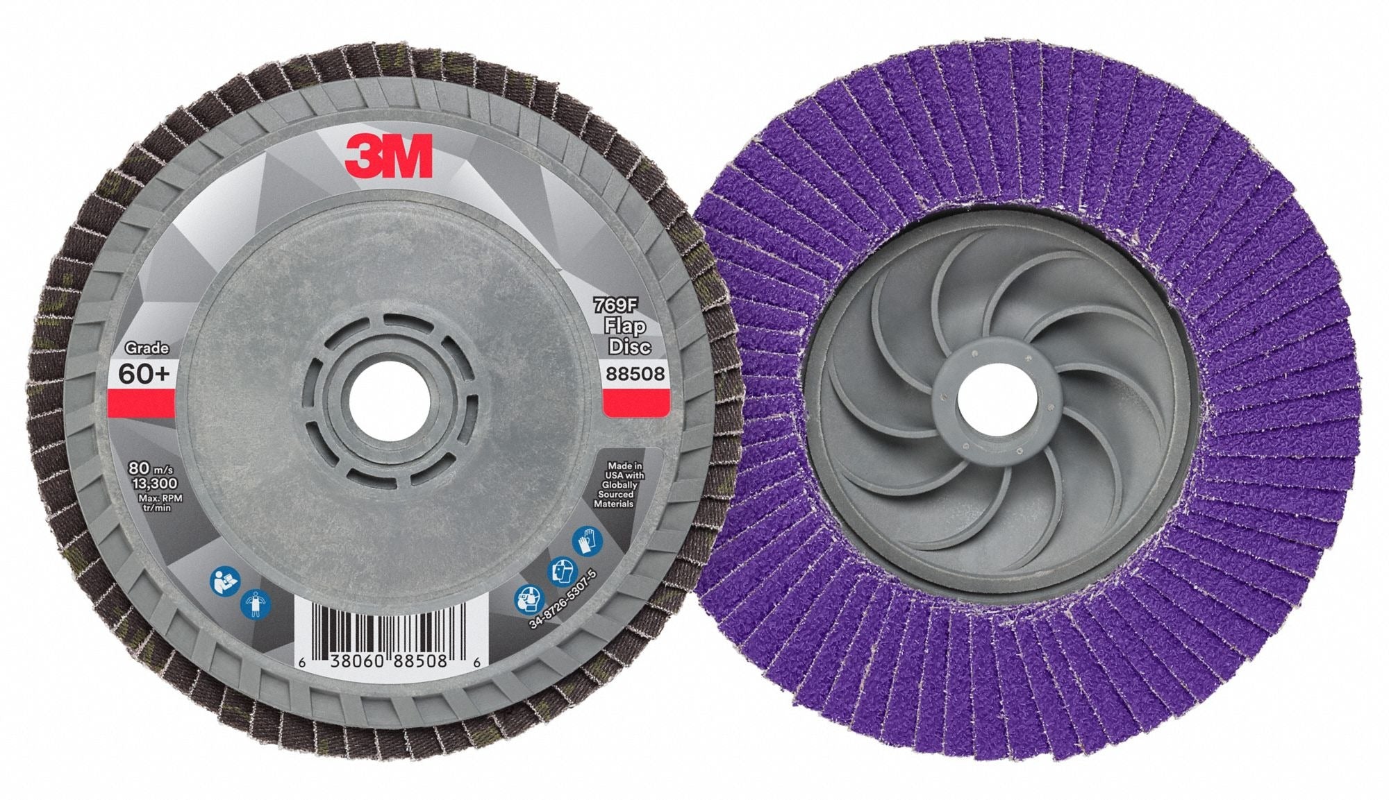 3M 3M 7100243874 Flap Disc 769F 60+ Grit (4-1/2 in / 10 per case / Type 29)