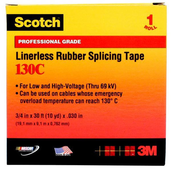 3M 7000006086 Linerless Premium Splicing, 30 ft L x 1-1/2 in W, 30 mil THK, Ethylene Rubber Backing, Black