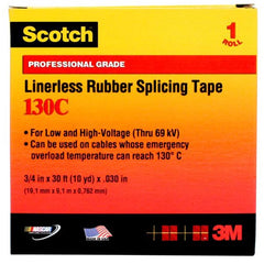 3M 7000006086 Linerless Premium Splicing, 30 ft L x 1-1/2 in W, 30 mil THK, Ethylene Rubber Backing, Black