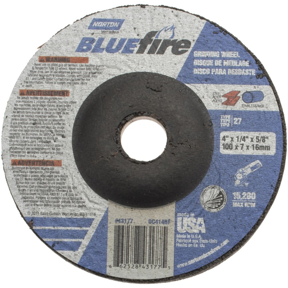 NORTON Norton 66252843177 Type 27 Grinding Wheel 4 in 24 Grit