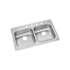 Elkay GE233221 Dayton Stainless Steel 33 x 22 x 5-3/8 Equal Double Bowl Drop-in Sink