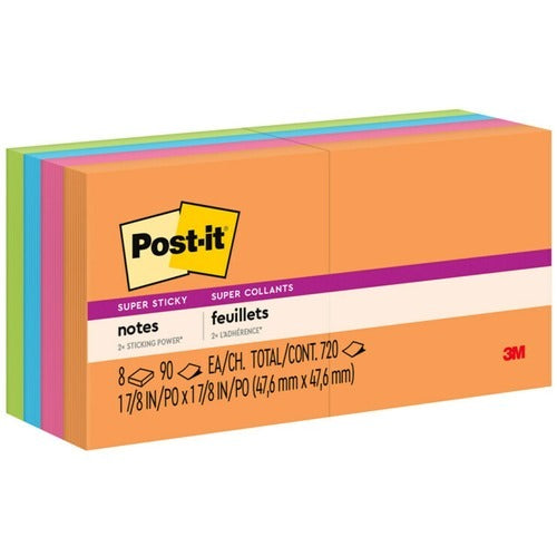 3M 3M MMM6228SSAU Post-it Super Sticky Notes 2x2 in Pack 8