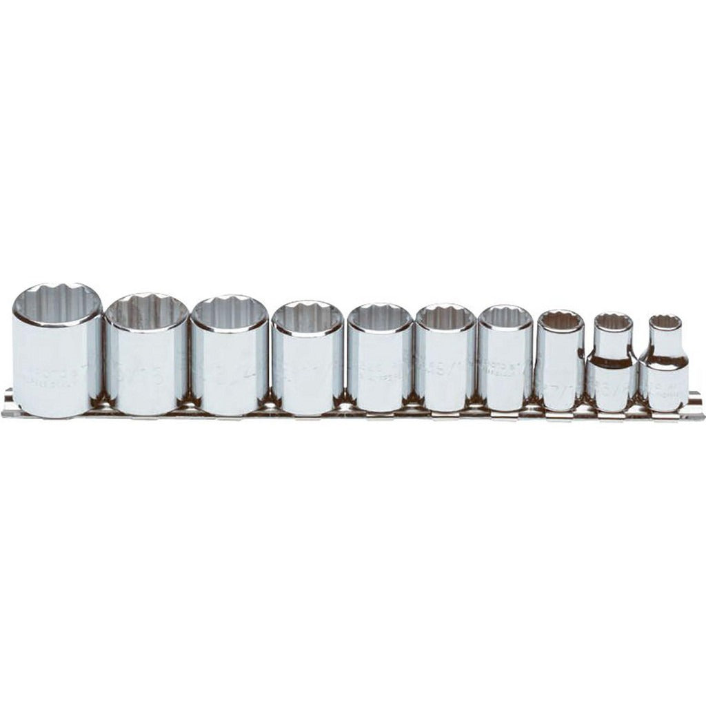 PROTO Proto J52118 10 Pc 3/8 in Drive Socket Set 12 Point