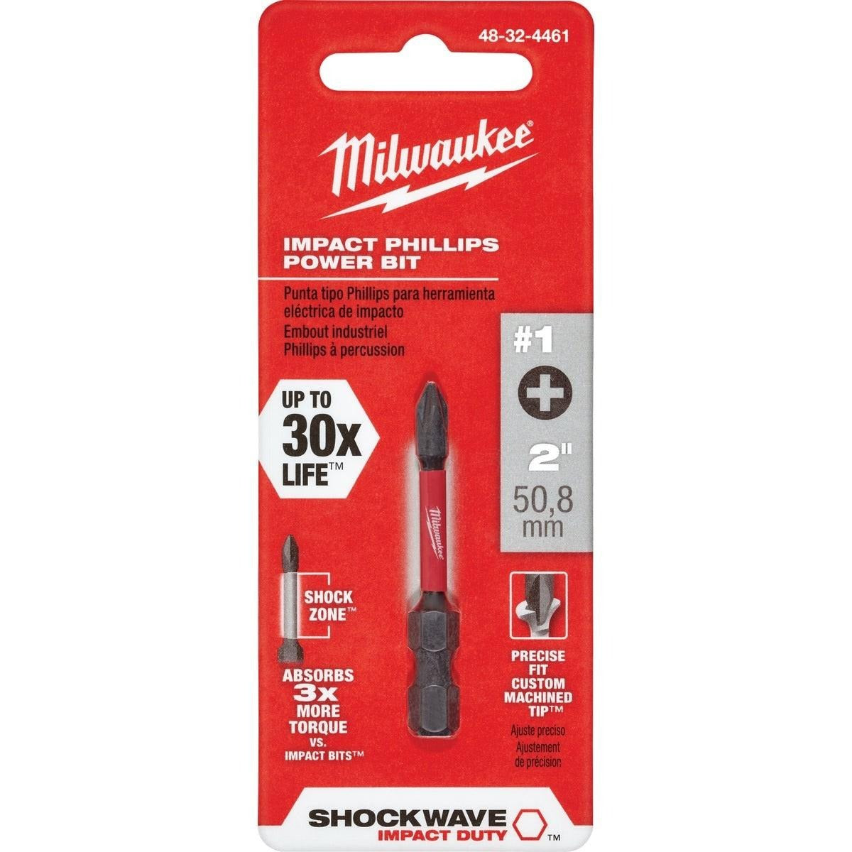 MILWAUKEE Milwaukee 48-32-4461 SHOCKWAVE 2 in. Impact Phillips #1 Power Bit