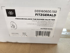 DXV D35160600.150 Fitzgerald Platinum Nickel Pressure Balance Tub/Shower Valve Trim with Single Lever Handle and Diverter