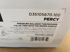 American Standard D35105670.100 Percy Polished Chrome Pressure Balance Tub/Shower Valve Trim with Tri-Spoke Handle