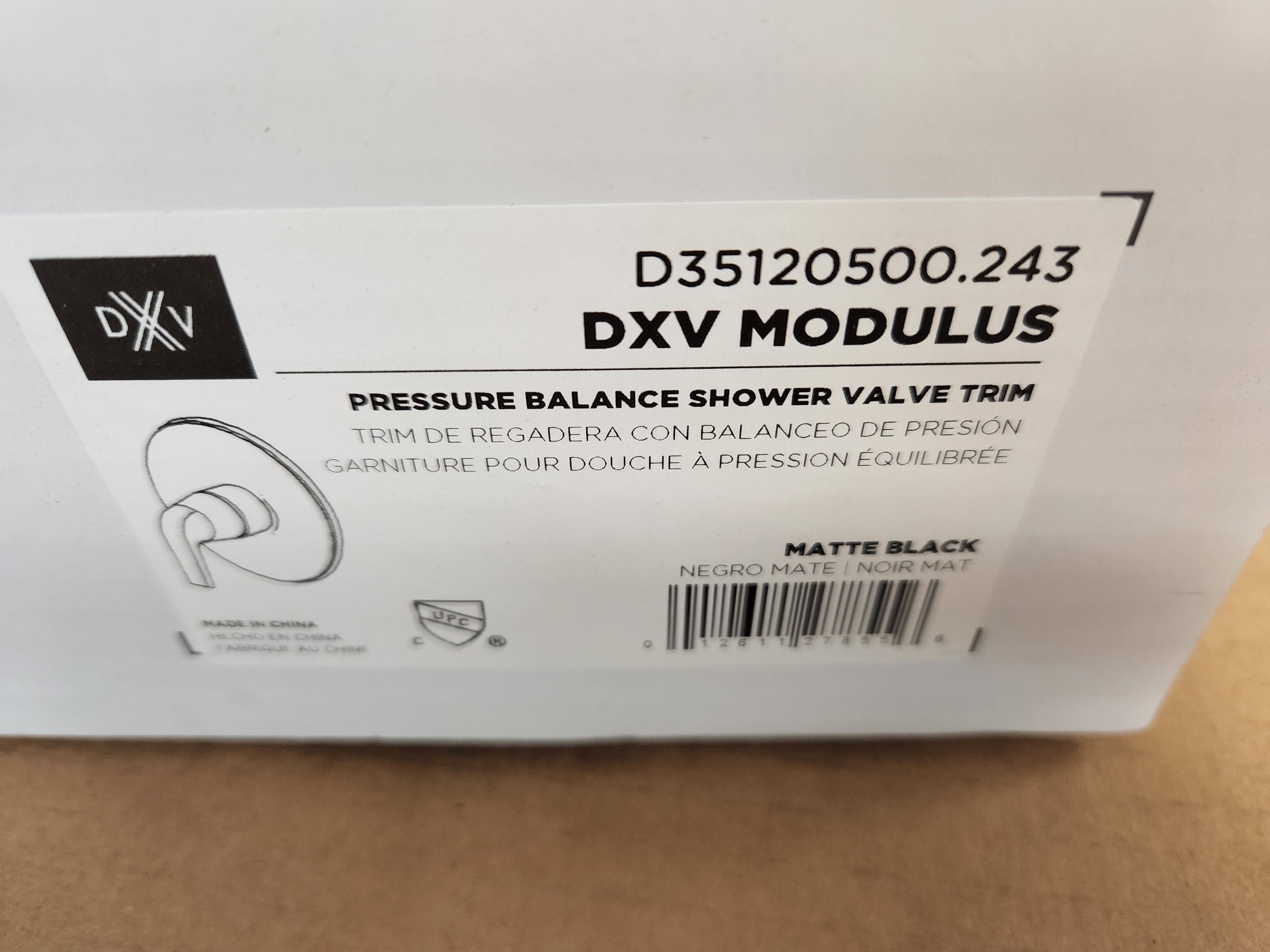 American Standard D35120500.243 DXV Modulus Matte Black Pressure Balance Shower Valve Trim