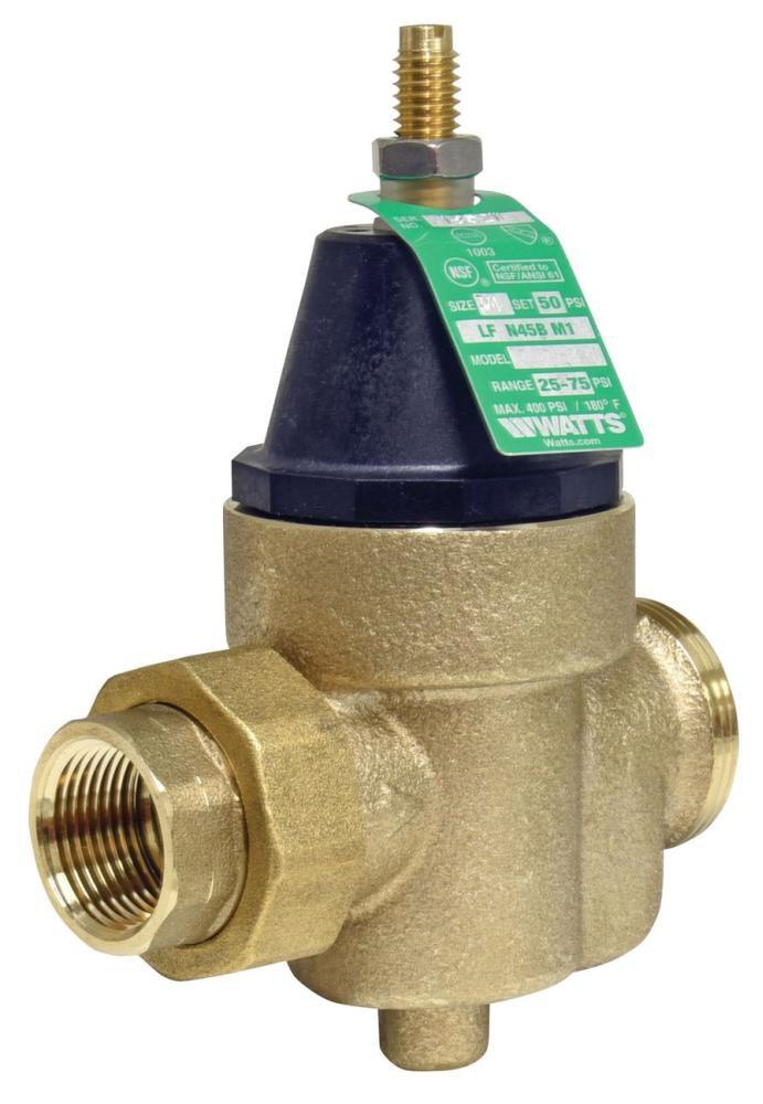 Watts 0009478 Series LFN45B-M1 3/4 in. Cast Copper Silicon Alloy NPT Union x FNPT Pressure Reducing Valve (PRV)