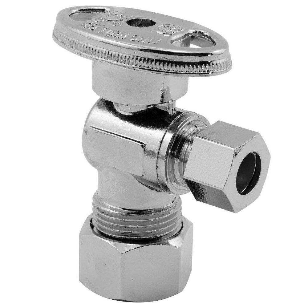 Sioux Chief 132-G2C1C04 KwikStop 5/8 x 3/8 in. OD Compression Lever Handle Angle Supply Stop Valve Polished Chrome