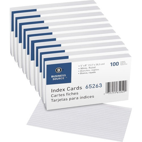 BUSINESS SOURCE Business Source BSN65263BX Ruled Index Cards 5x8 in