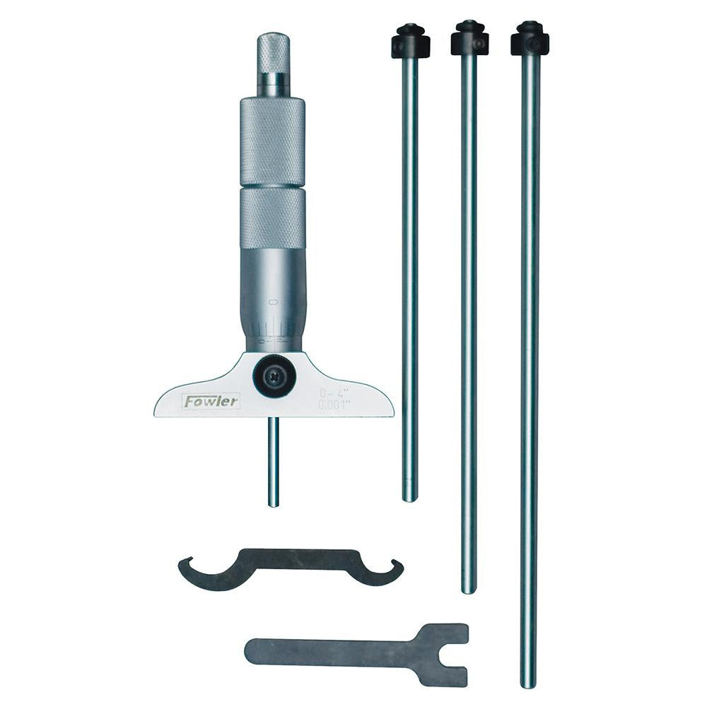 FOWLER Fowler 52-225-110-0 Mechanical Depth Micrometer 4 in 4 Rod