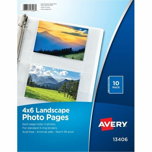 AVERY Avery AVE13406 Clear Photo Pages 4x6 Horizontal 10 Pack