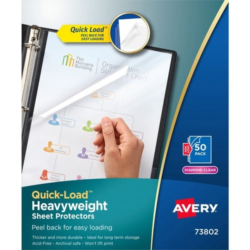 AVERY Avery AVE73802 Sheet Protectors 8.5x11 Diamond Clear 50ct