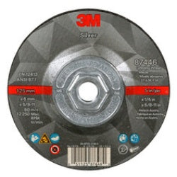 3M 7100245020 Silver Depressed Center Grinding Wheel, 87446, T27 Quick Change, 5 x 1/4 x 5/8-11 in