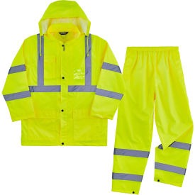 ERGODYNE Ergodyne 25433 Hi-vis Rain Suit Kit Class 3 Medium Lime