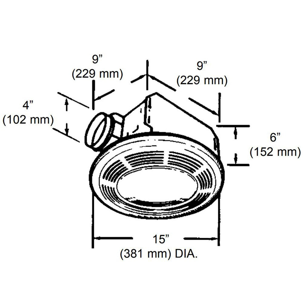 NUTONE Nutone 8663RP 100 CFM Ventilation Fan with Incandescent Light 5.0 Sones (Replacement 97017705)