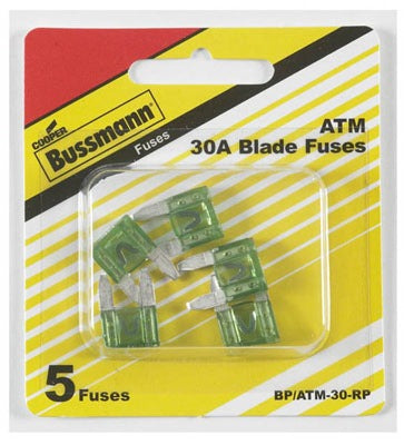 BUSSMANN Cooper Bussmann BP/ATM-30-RP 30A Mini Blade Fuse 5 Pack