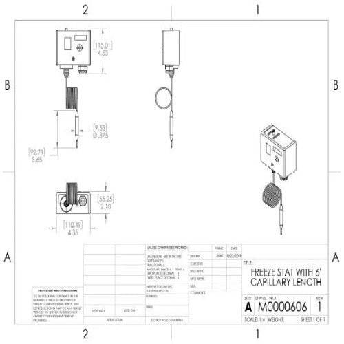 ACI Aci 106296 FS-5A Freeze Stat (6 ft Capillary) Automatic Reset 1 SPDT