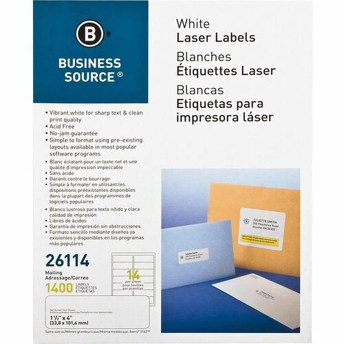 BUSINESS SOURCE Business Source BSN26114 Mailing Labels 1400 Pack