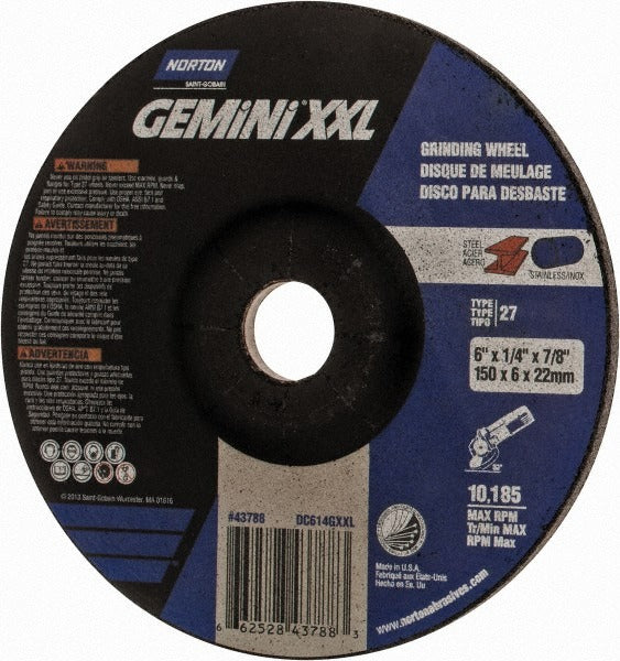 NORTON Norton 66252843788 Type 27 Grinding Wheel 6 in 24 Grit