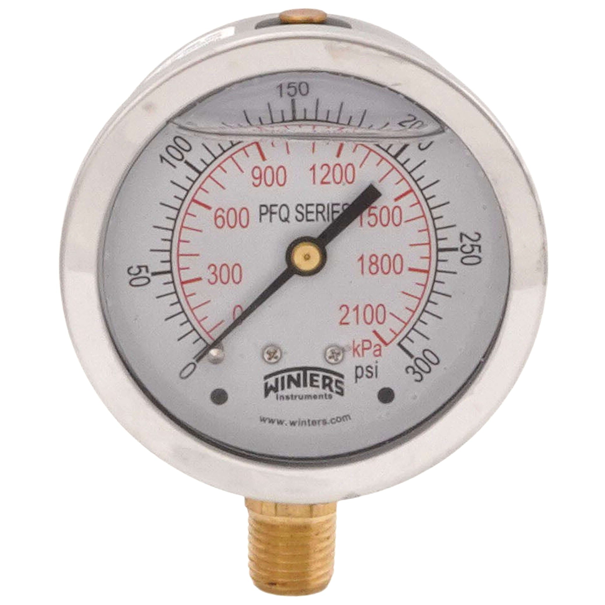 WINTERS INSTRUMENTS Winters Instruments PFQ807 2-1/2 in Dial Liquid-Filled Industrial Pressure Gauge (1/4 in NPT)