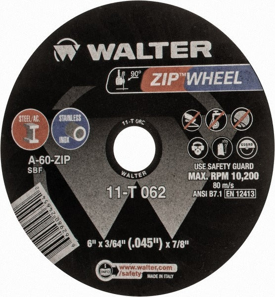WALTER Walter Surface Technologies 11T062 Cut-off Wheel 6 in