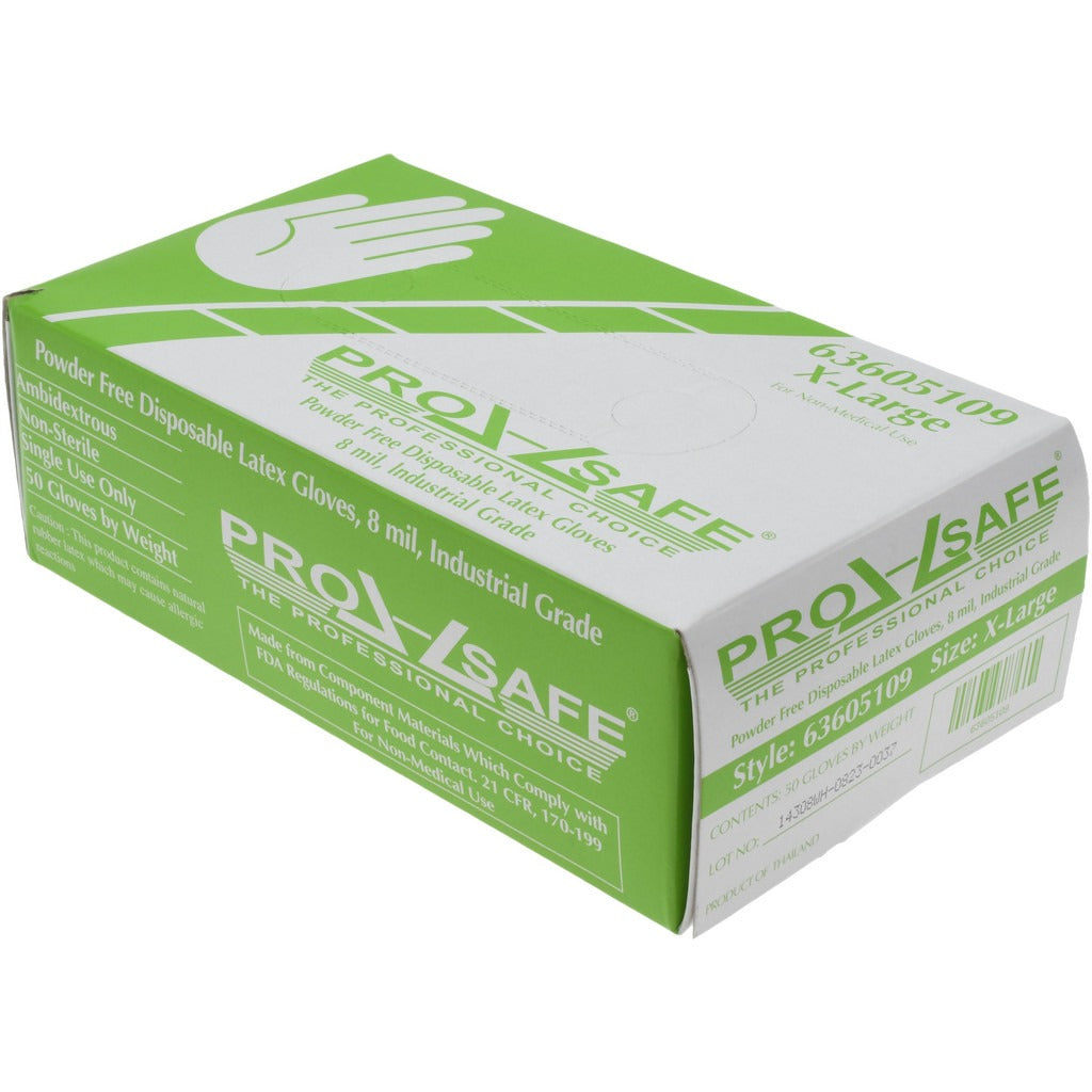 PRO-SAFE Pro-safe GL8N-8PFXL Disposable Latex Gloves 8 Mil Xl 50 Pack