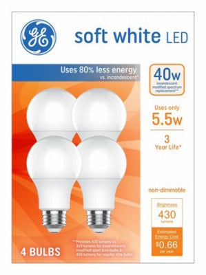 GE G E Lighting 93131062 A19 Led Bulb 5.5W 2700K 4 Pack