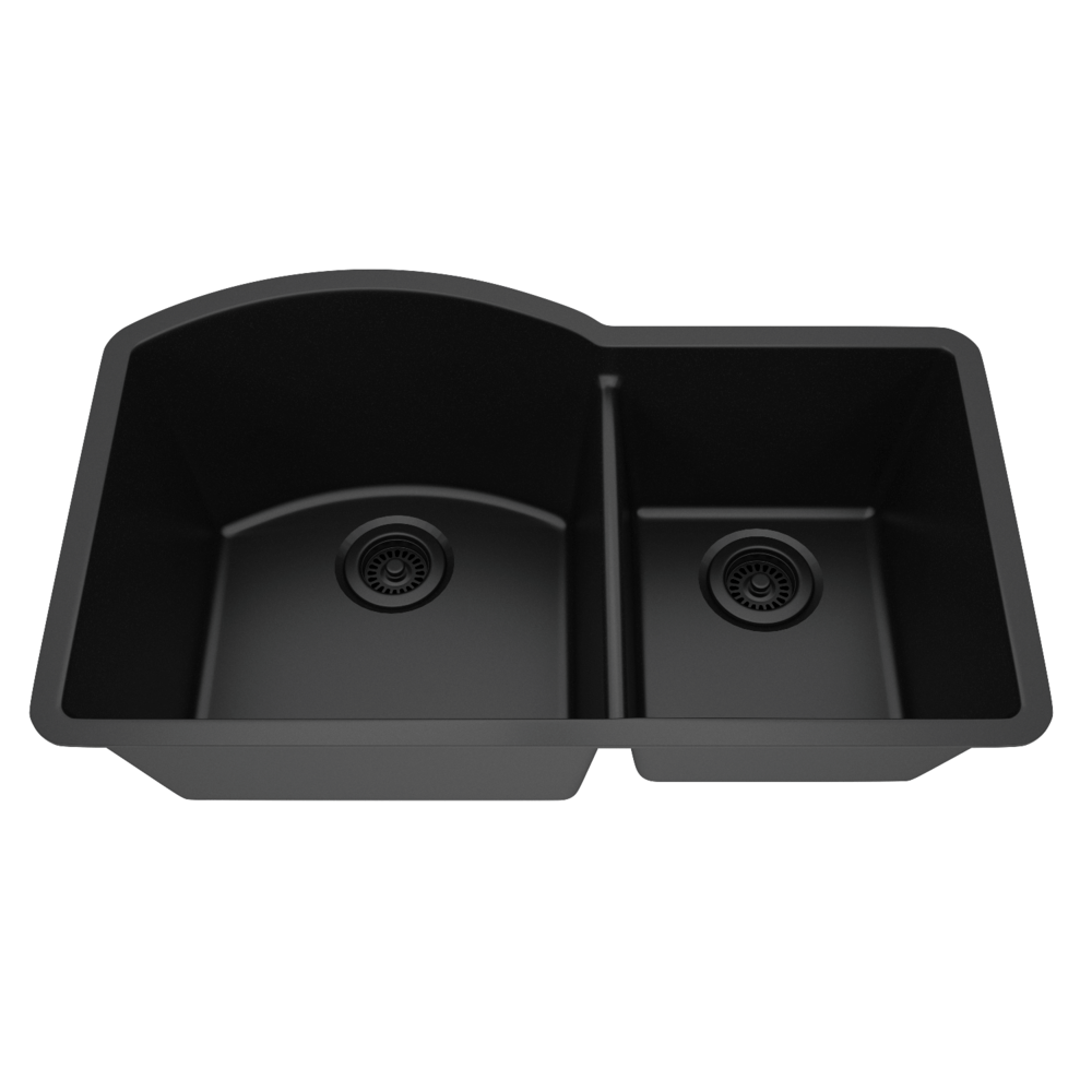 DAKOTA Dakota Plumbing Products GSE-QC7030LD-BK 70/30 Kitchen Sink
