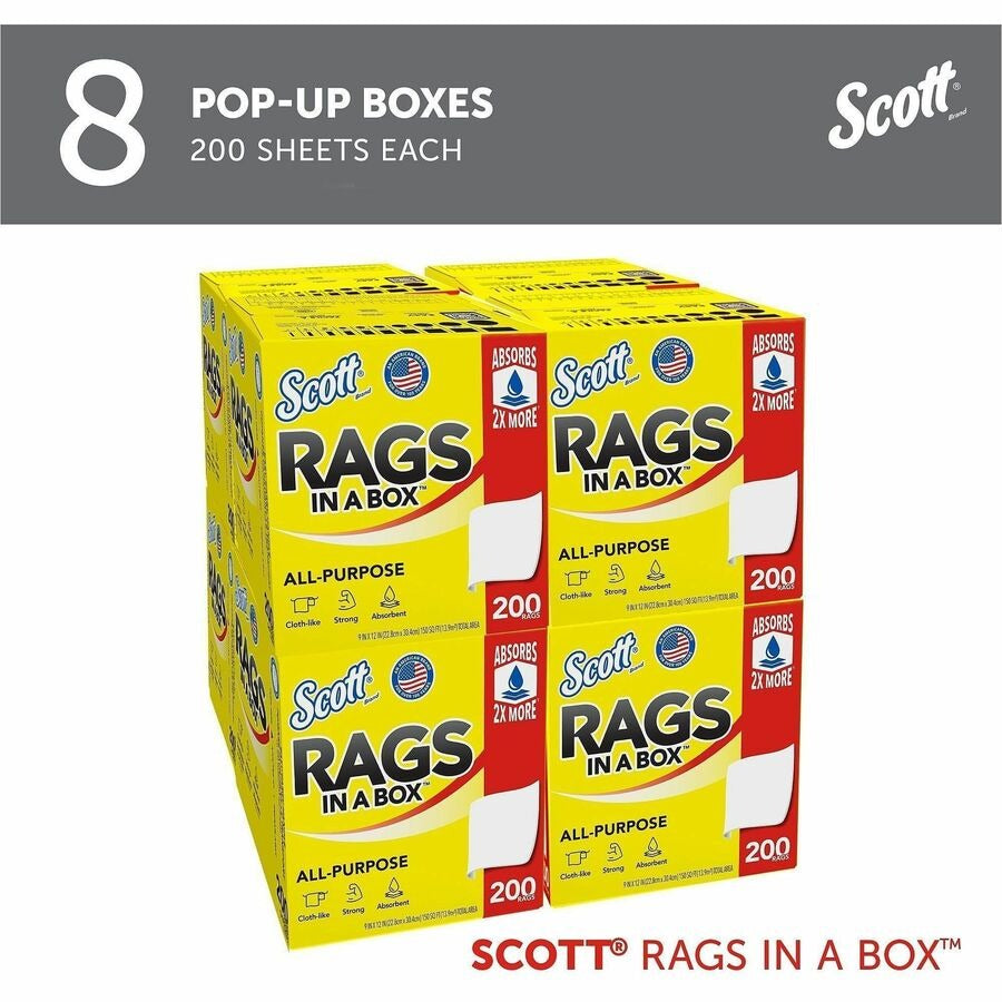 KIMBERLY-CLARK Kimberly-Clark KCC75260CT Scott Rags In A Box Towels (200/Box, 8/Carton) KCC75260CT