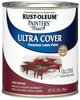 RUST-OLEUM Rust-oleum 1964-502 Latex Paint Colonial Red 1 Quart
