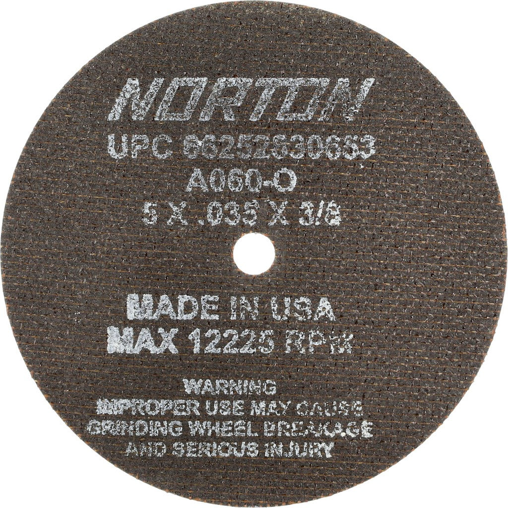 NORTON Norton 66252830653 Cutoff Wheel 5 in Aluminum Oxide 60 Grit