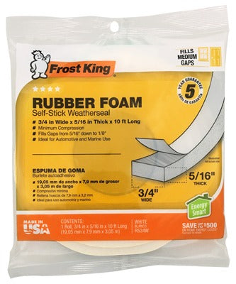 FROST KING Thermwell R534WH Foam Weatherstrip Tape 3/4x5/16 10ft White