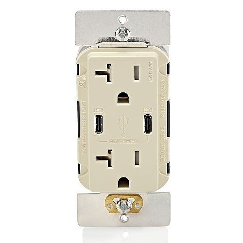 LEVITON Leviton Telcom T5836-T 20A Tamper-resistant Usb Type-c Receptacle