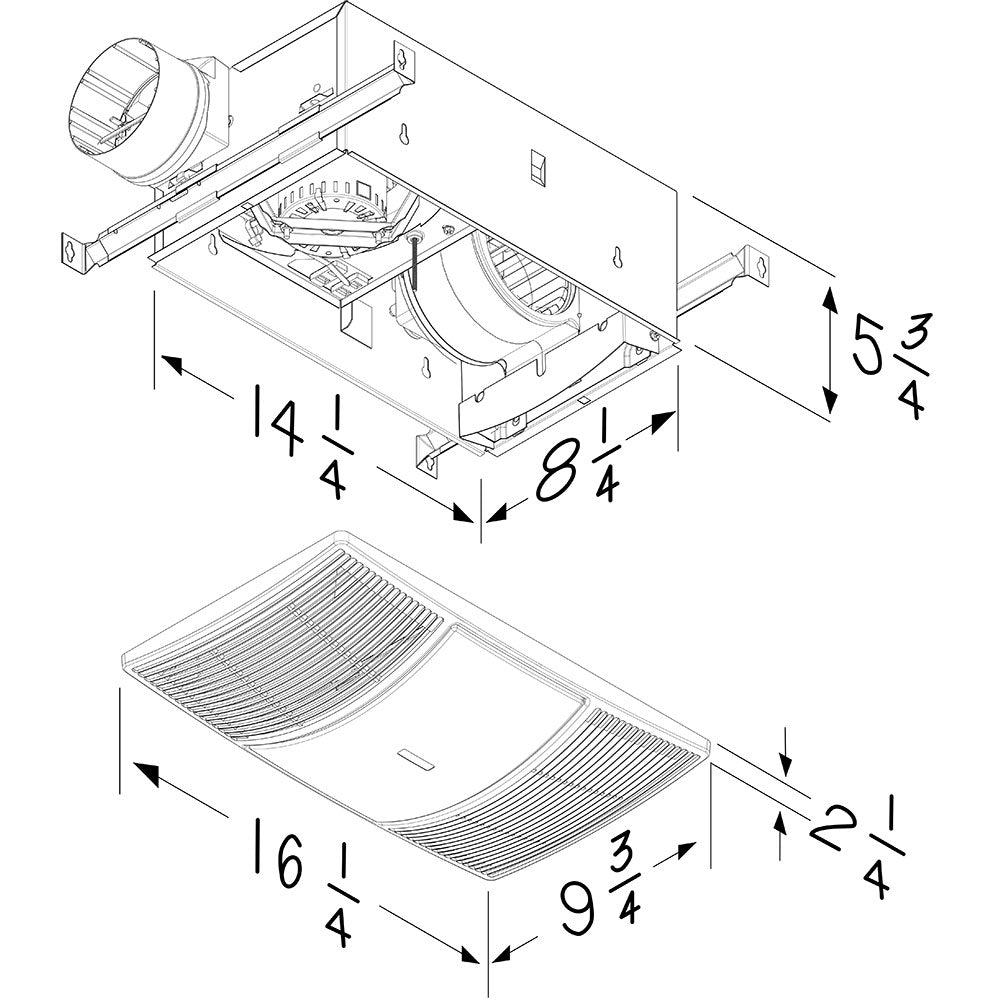 Broan BHFLED80 PowerHeat 80 CFM Heater/Fan/Light Combo