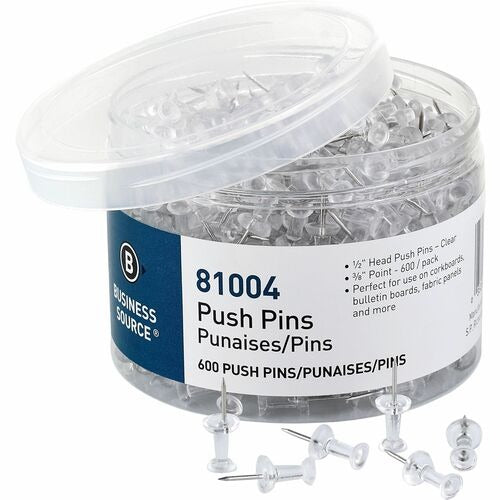 BUSINESS SOURCE Business Source BSN81004 Clear Pushpins 600 Pack