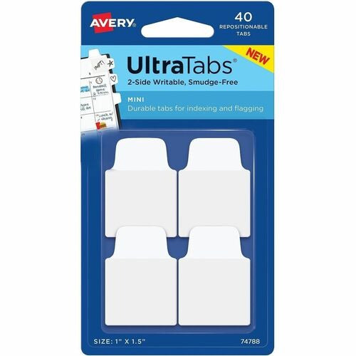 AVERY Avery AVE74788 Ultra Mini Tabs 1x1.5 in White Pack of 40