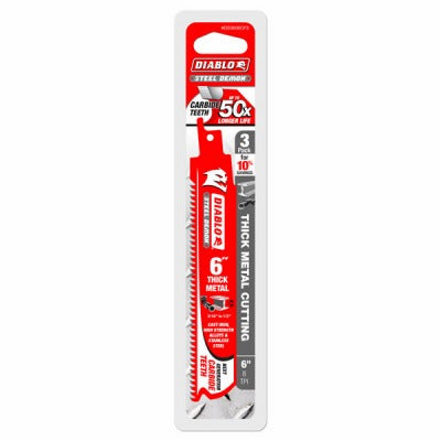 DIABLO Freud DS0608CF3 6 Inch 8 Tpi Metal Reciprocating Blade 3 Pack