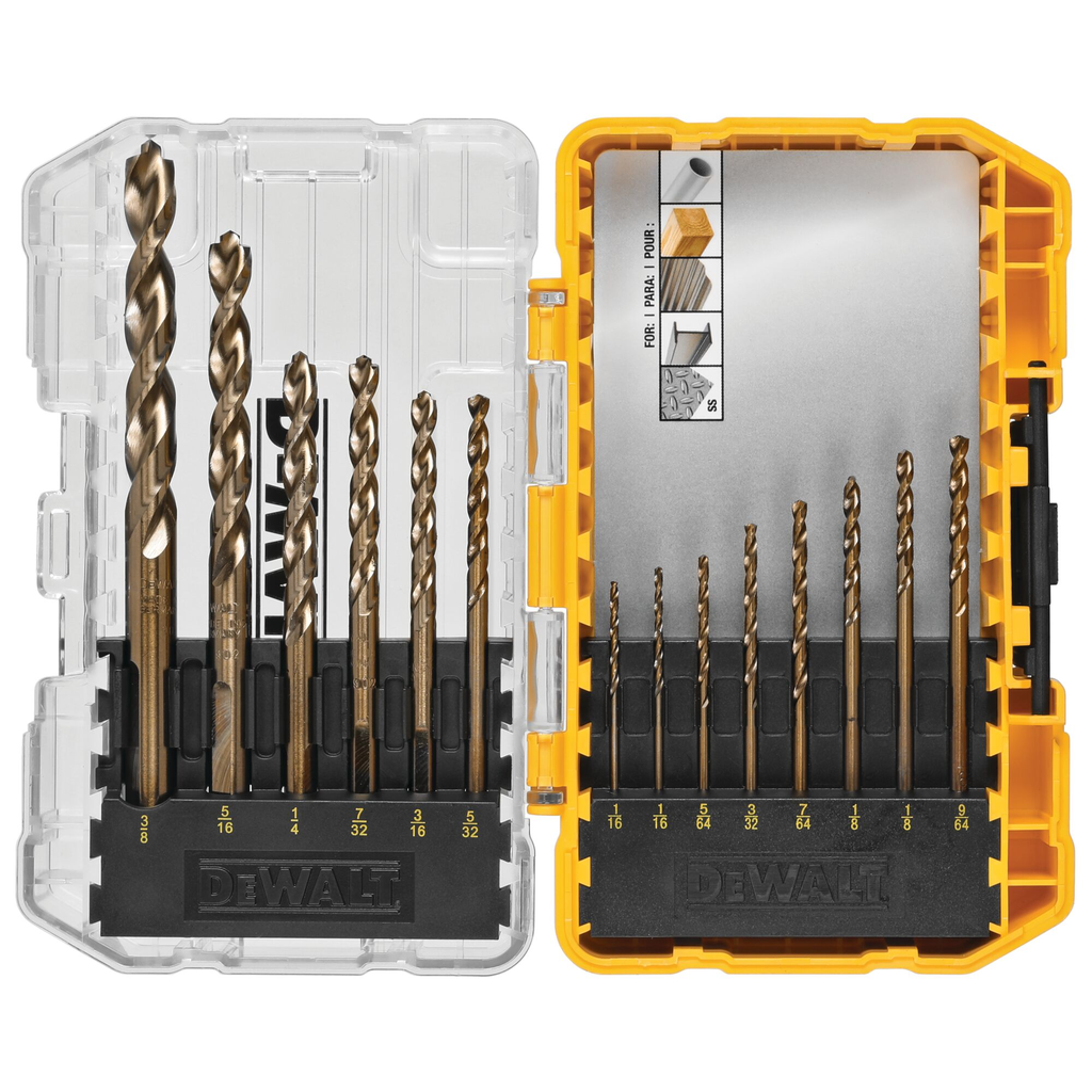 DEWALT DWA1240 Cobalt Alloy Steel Drill Bit Set with Pilot Point 14-Piece