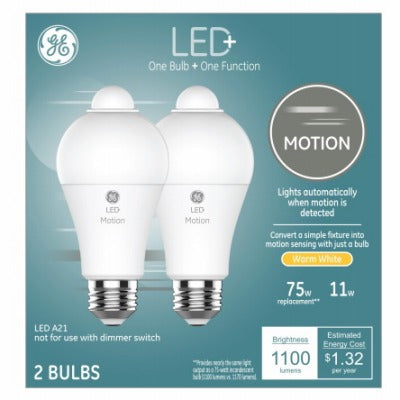 GE Ge Lighting 93129313 Motion Sensing A21 Led Bulb 11W 2 Pack