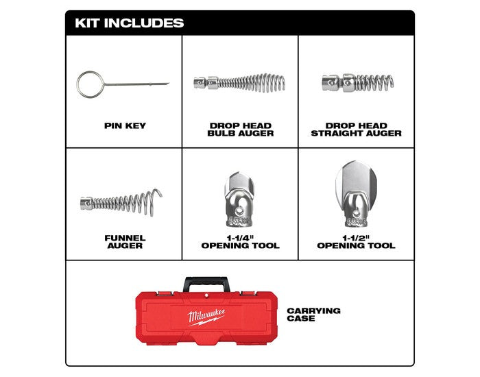 MILWAUKEE Milwaukee 48-53-3820 1-1/4 inches - 2 inches head attachment kit for 5/8 inches sectional cable (6-piece)