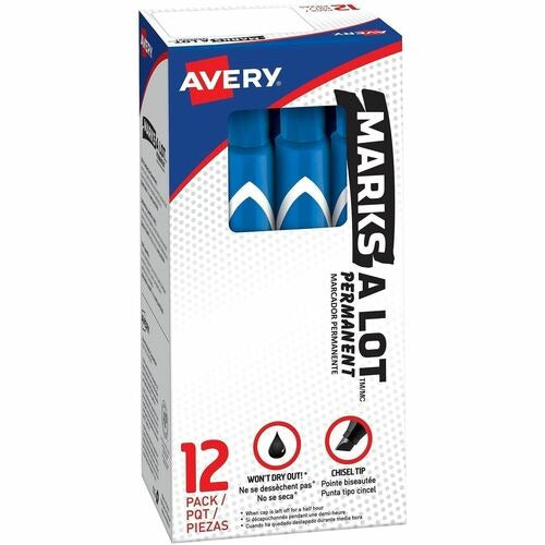AVERY Avery AVE08886 Permanent Chisel Tip Marker Blue Dozen 12