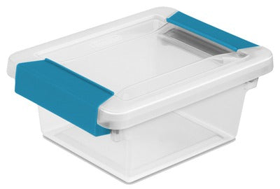 STERILITE Sterilite 19698606 Mini Clip Box Clear Aqua Latches 6 Pack