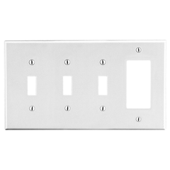 Hubbell Wiring Device-Kellems P326W HPW P326W Wallplate 4-Gang 3 Toggle 1 Replacement MPN